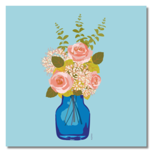 product image roses in blue vase